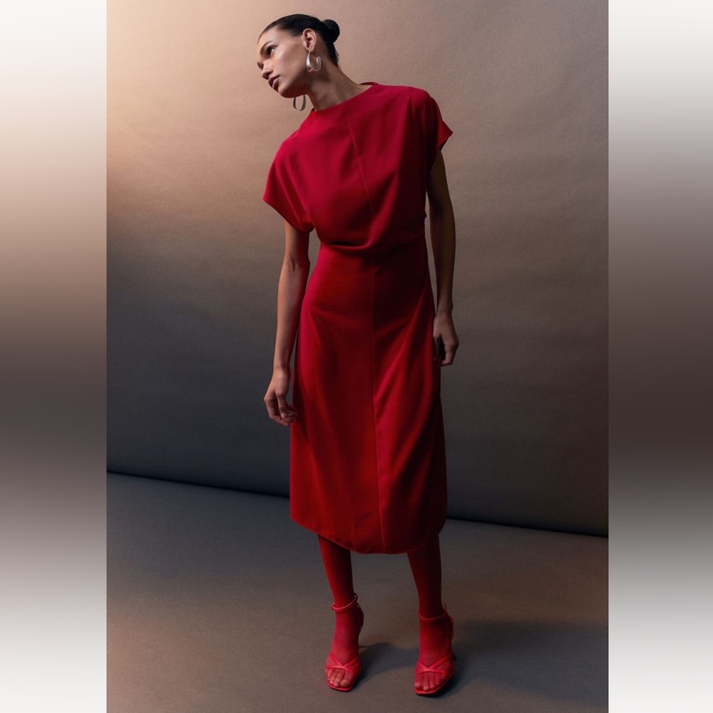 Red Tapered Waist Dress
